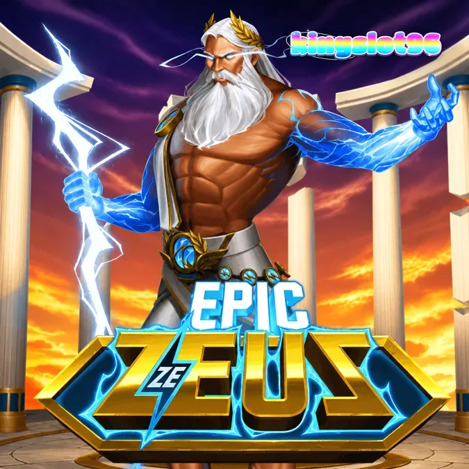 Tampilan visual grid permainan slot Epic Ze Zeus dengan tema mitologi Yunani